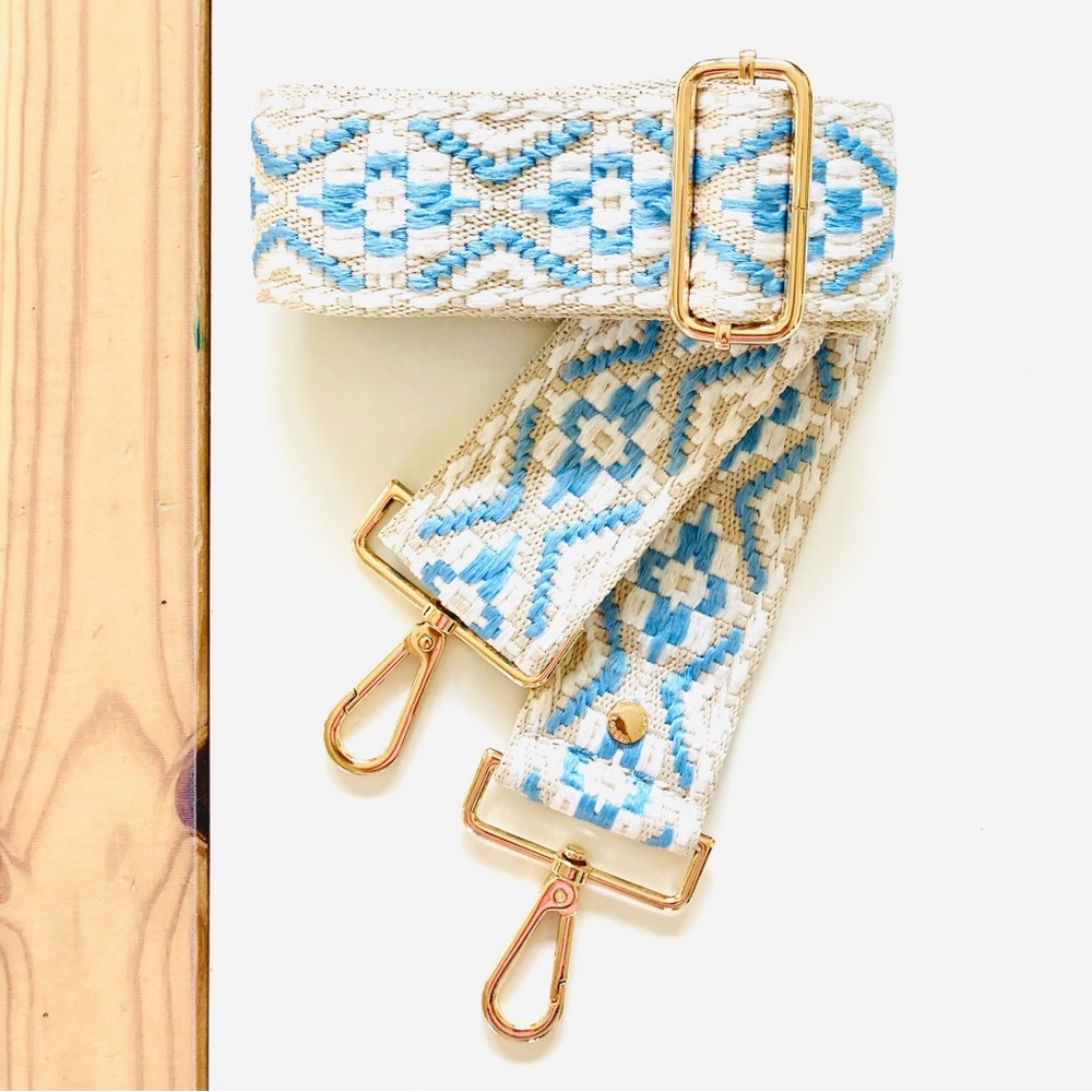 Pom Pom London Blue and White Bag Strap